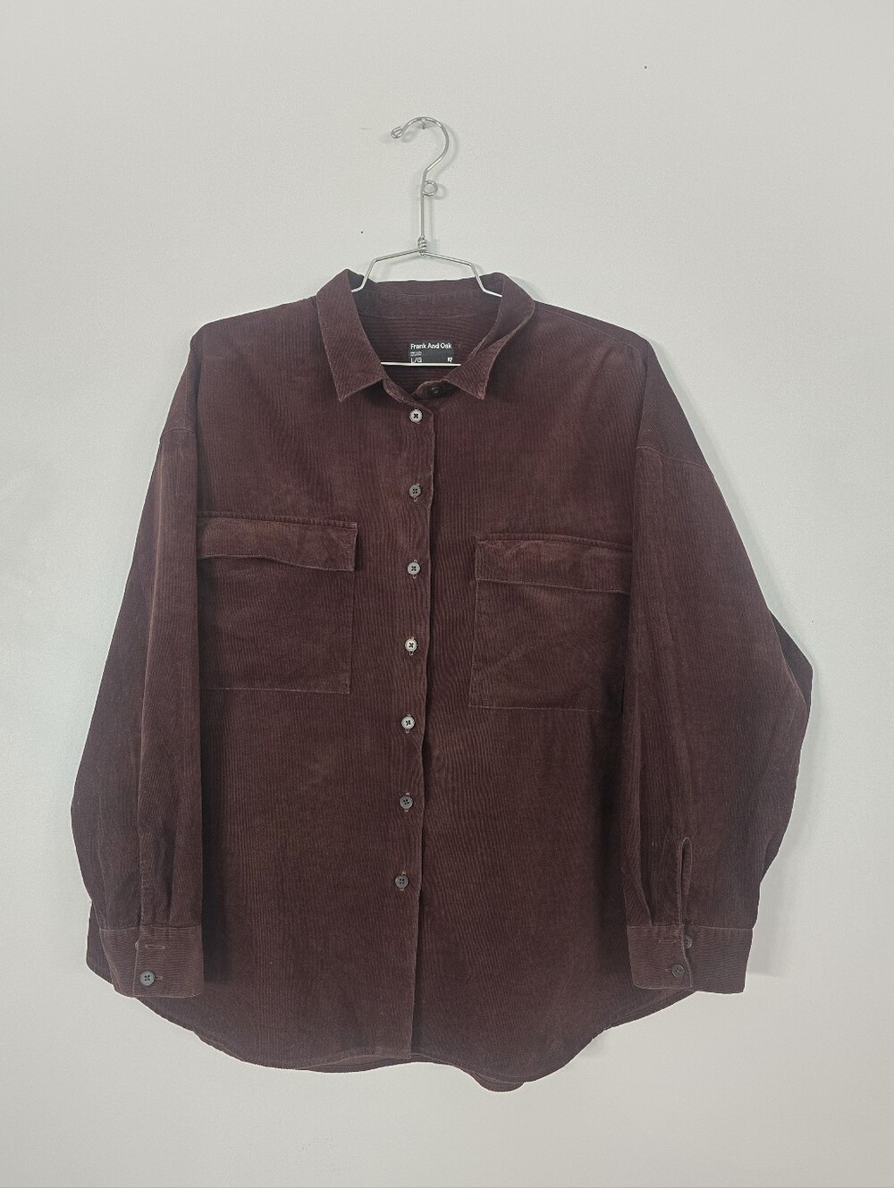 Frank & Oak Corduroy Utility Button Up in Chocolate Brown